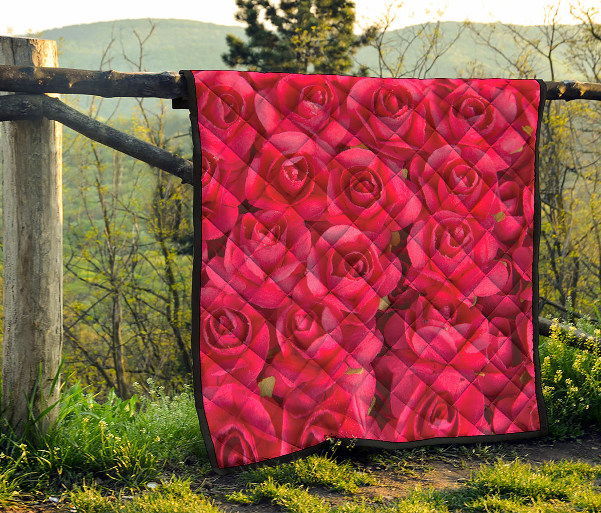 Hot Pink Rose Print Quilt