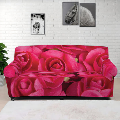 Hot Pink Rose Print Sofa Cover