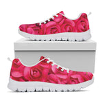 Hot Pink Rose Print White Sneakers