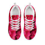 Hot Pink Rose Print White Sneakers