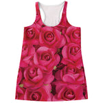 Hot Pink Rose Print Women's Racerback Tank Top