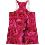 Hot Pink Rose Print Women's Racerback Tank Top