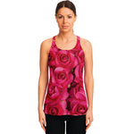 Hot Pink Rose Print Women's Racerback Tank Top