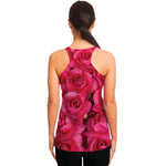 Hot Pink Rose Print Women's Racerback Tank Top