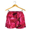 Hot Pink Rose Print Women's Shorts