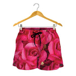 Hot Pink Rose Print Women's Shorts