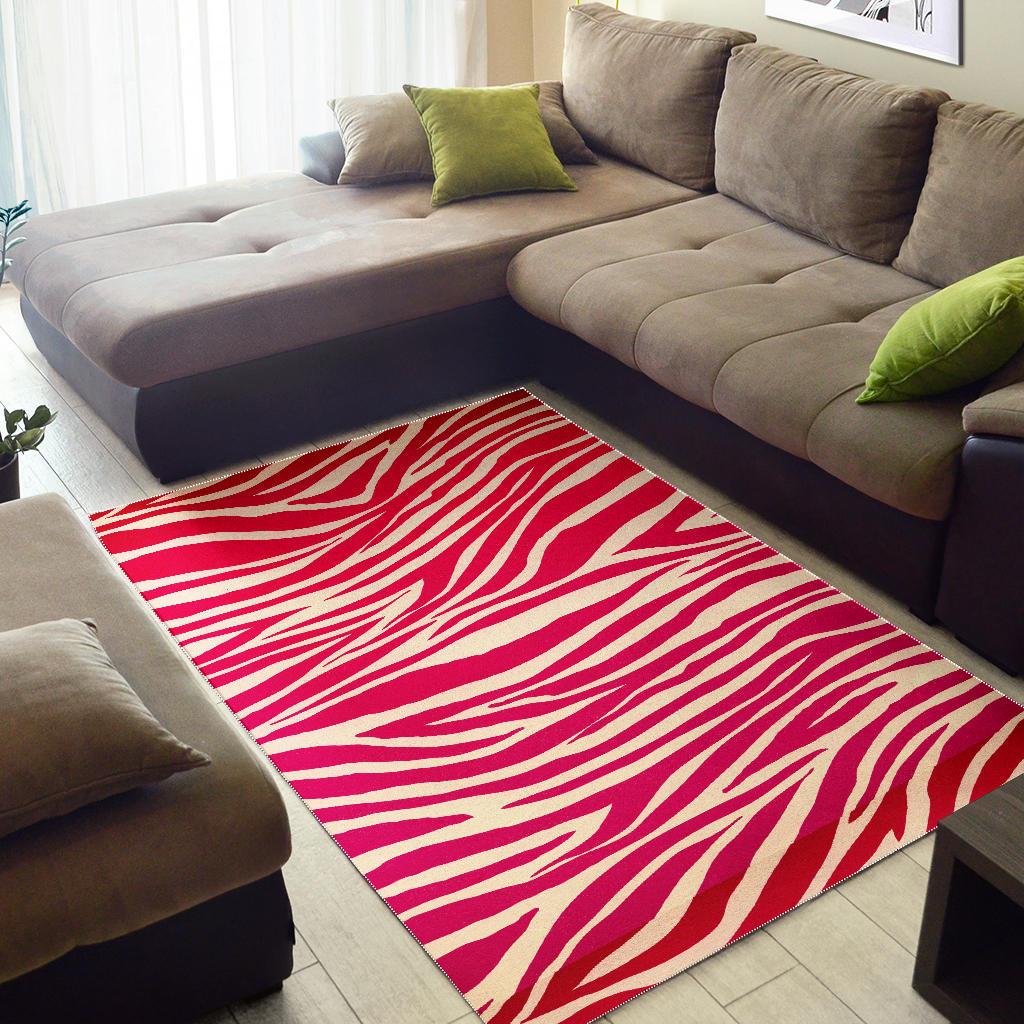 Hot Pink Zebra Pattern Print Area Rug GearFrost