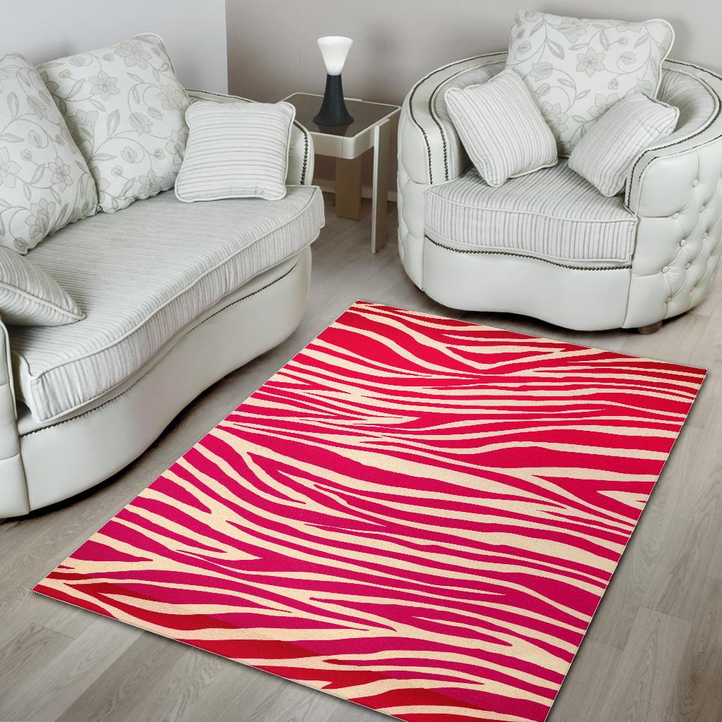 Hot Pink Zebra Pattern Print Area Rug GearFrost