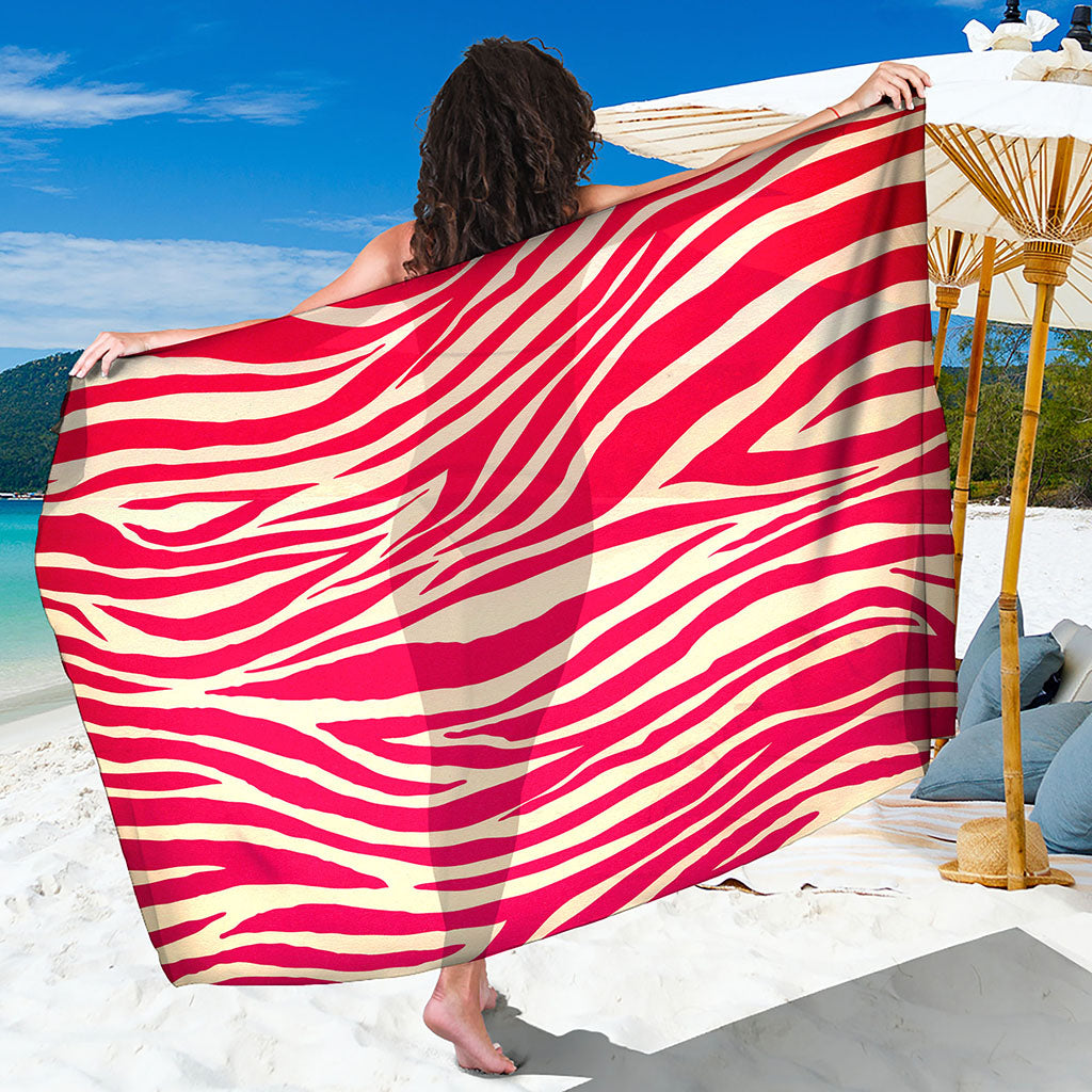 Hot Pink Zebra Pattern Print Beach Sarong Wrap