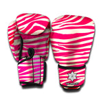 Hot Pink Zebra Pattern Print Boxing Gloves