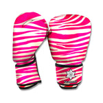 Hot Pink Zebra Pattern Print Boxing Gloves