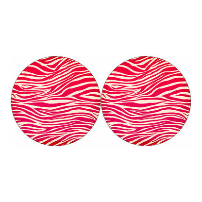 Hot Pink Zebra Pattern Print Car Coasters