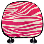 Hot Pink Zebra Pattern Print Car Headrest Covers
