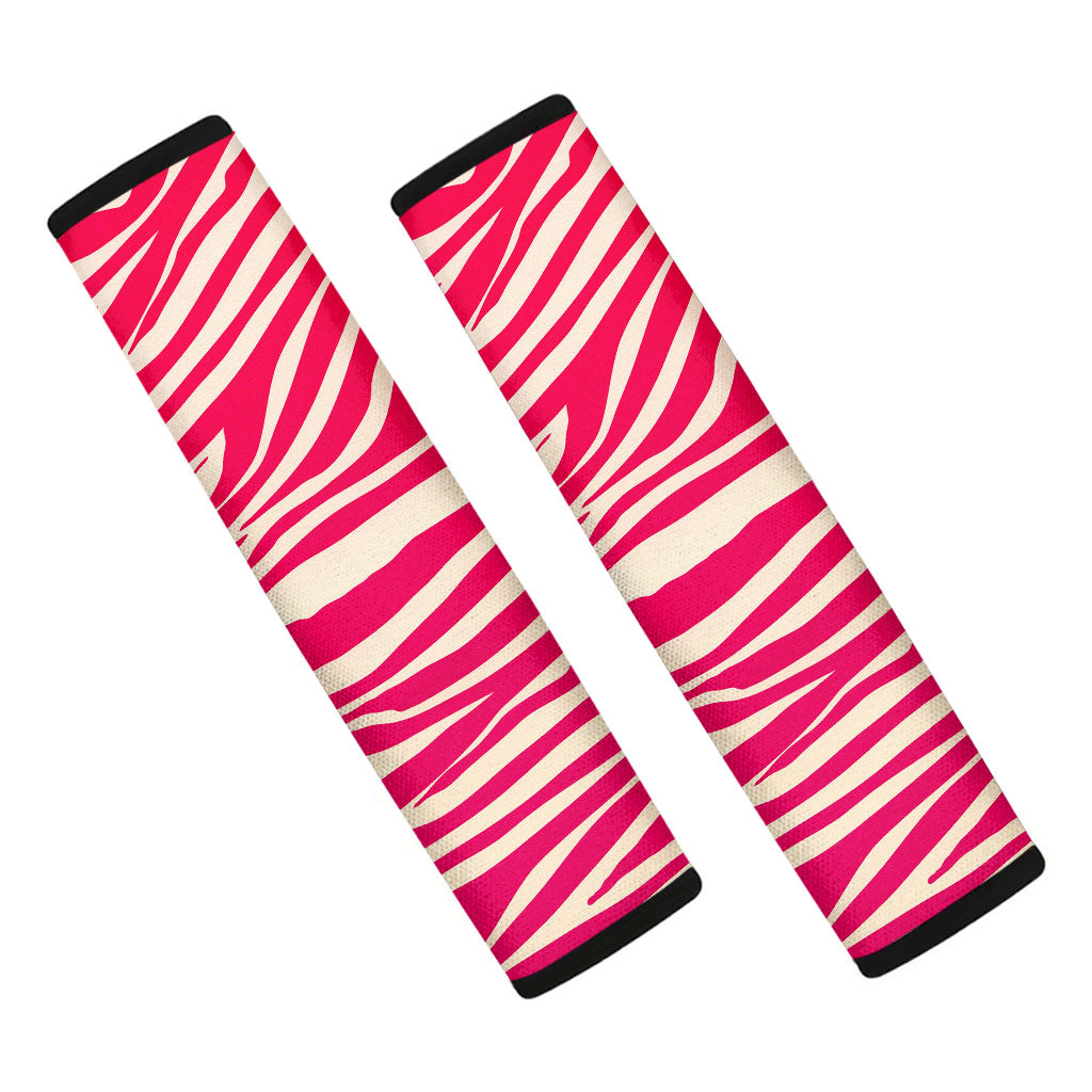 Hot Pink Zebra Pattern Print Car Seat Belt Covers