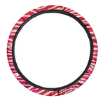 Hot Pink Zebra Pattern Print Car Steering Wheel Cover