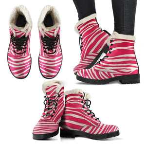 Hot Pink Zebra Pattern Print Comfy Boots GearFrost