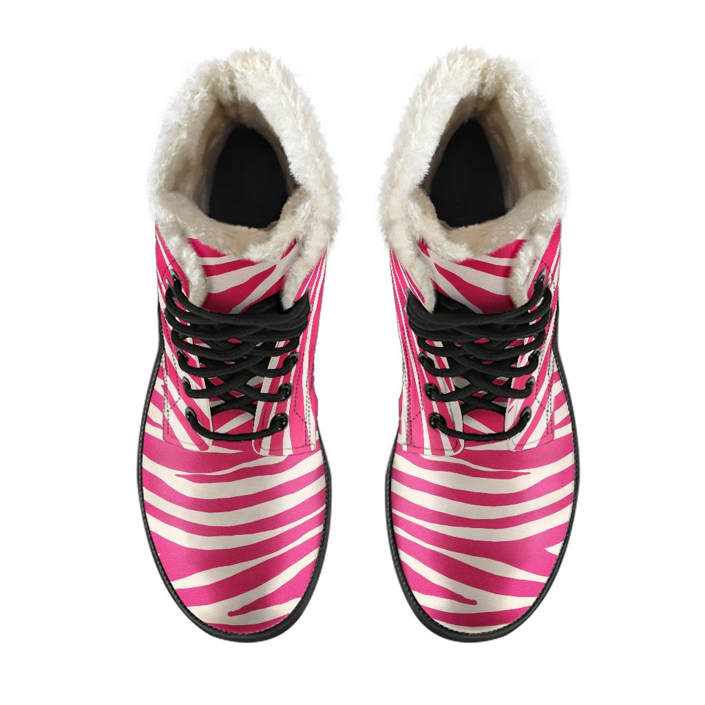 Hot Pink Zebra Pattern Print Comfy Boots GearFrost