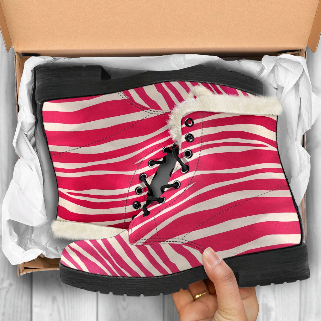 Hot Pink Zebra Pattern Print Comfy Boots GearFrost