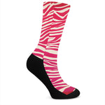 Hot Pink Zebra Pattern Print Crew Socks