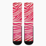 Hot Pink Zebra Pattern Print Crew Socks