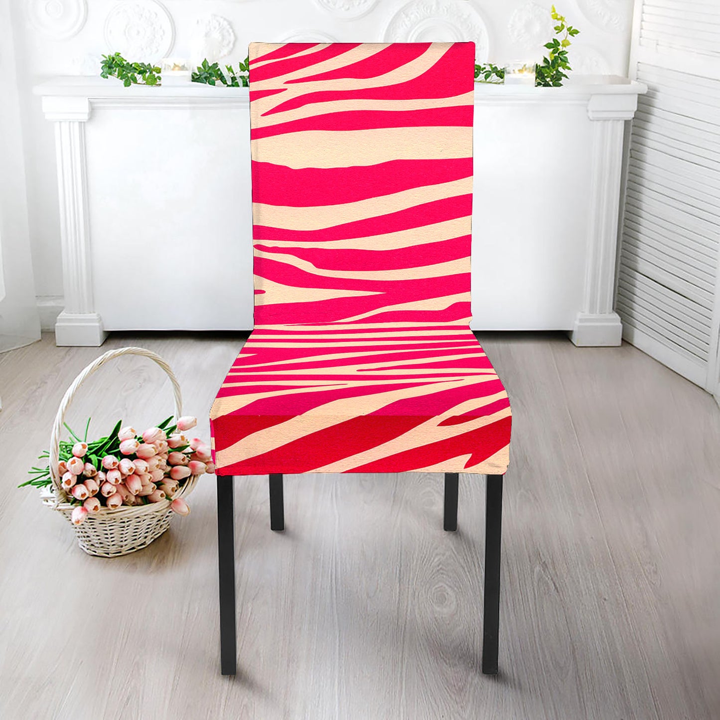 Hot Pink Zebra Pattern Print Dining Chair Slipcover