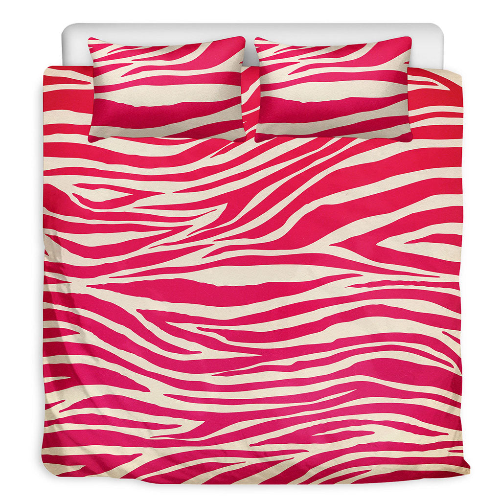 Hot Pink Zebra Pattern Print Duvet Cover Bedding Set