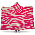 Hot Pink Zebra Pattern Print Hooded Blanket
