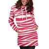 Hot Pink Zebra Pattern Print Hoodie Dress GearFrost