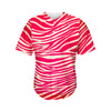 Hot Pink Zebra Pattern Print Men's Baseball Jersey