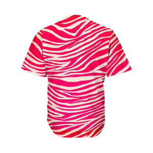 Hot Pink Zebra Pattern Print Men's Baseball Jersey