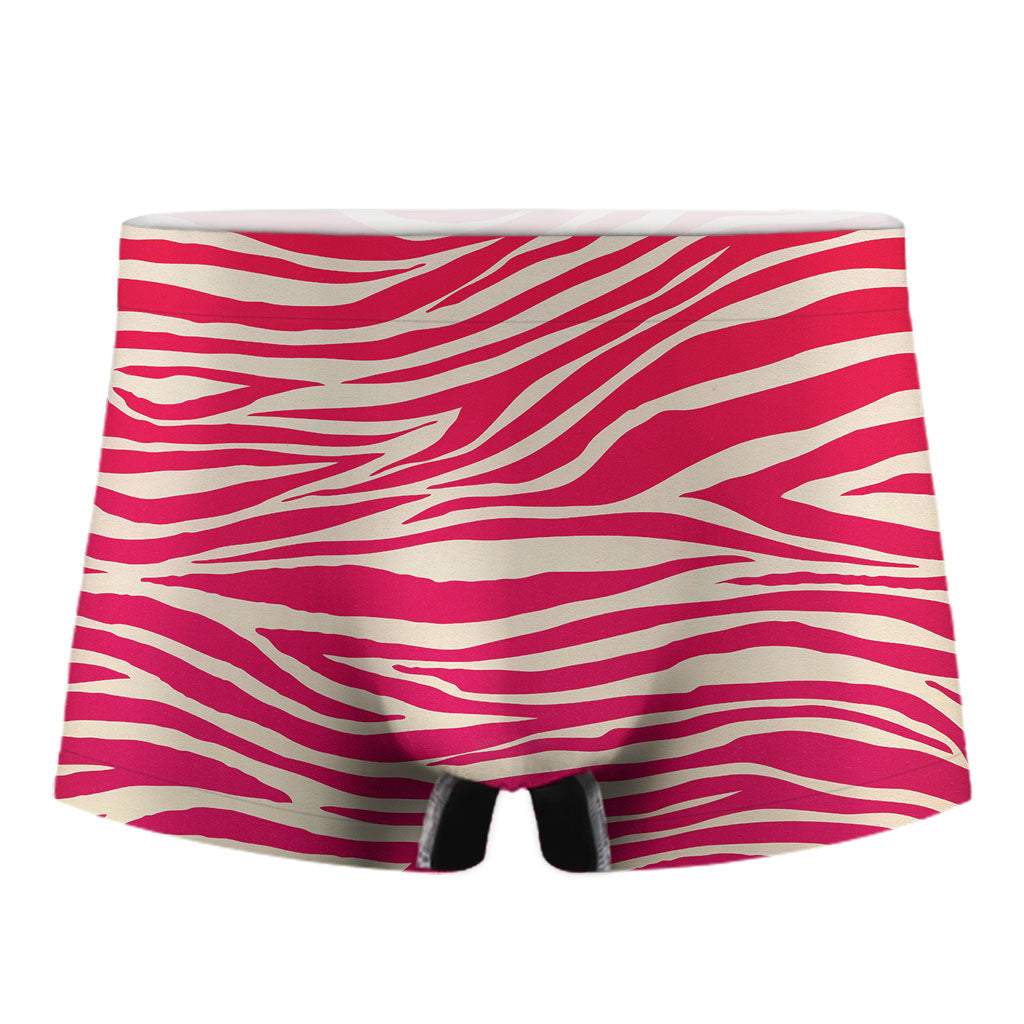 Hot Pink Zebra Pattern Print Men's Boxer Briefs