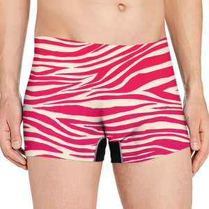 Hot Pink Zebra Pattern Print Men's Boxer Briefs