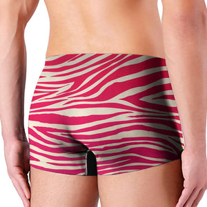 Hot Pink Zebra Pattern Print Men's Boxer Briefs