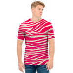 Hot Pink Zebra Pattern Print Men's T-Shirt