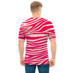 Hot Pink Zebra Pattern Print Men's T-Shirt