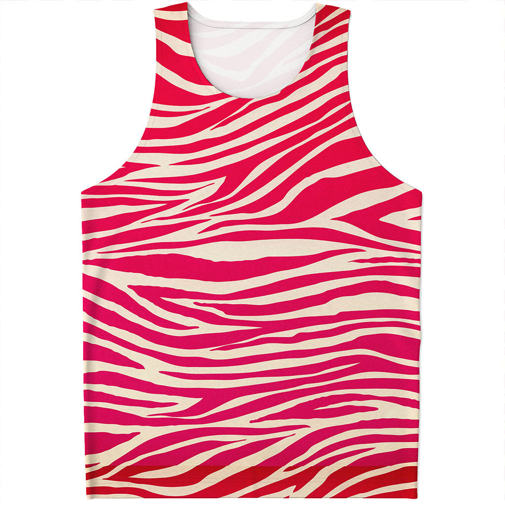 Hot Pink Zebra Pattern Print Men's Tank Top