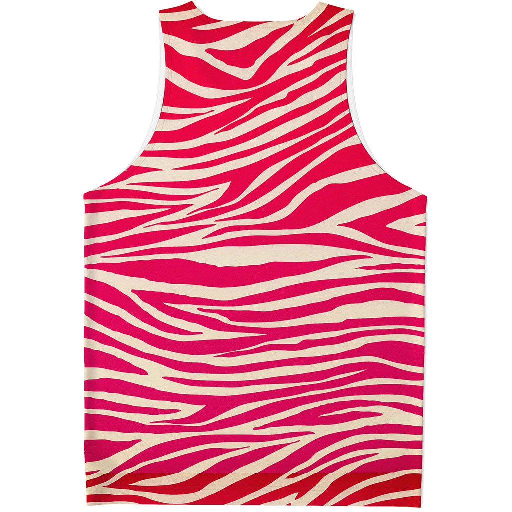 Hot Pink Zebra Pattern Print Men's Tank Top