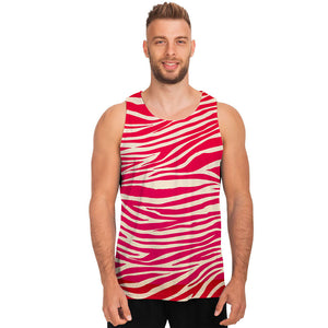 Hot Pink Zebra Pattern Print Men's Tank Top