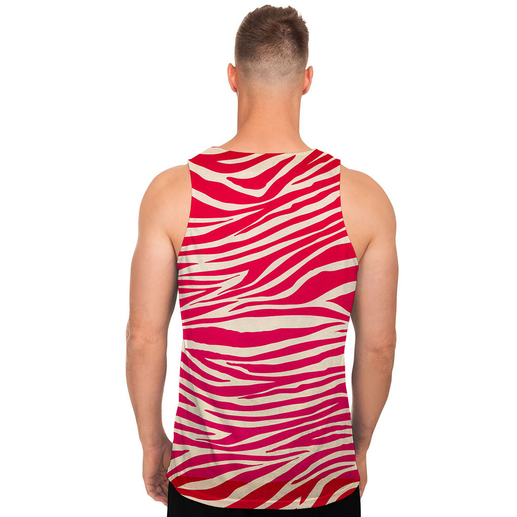 Hot Pink Zebra Pattern Print Men's Tank Top