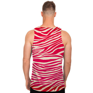 Hot Pink Zebra Pattern Print Men's Tank Top