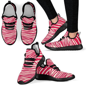 Hot Pink Zebra Pattern Print Mesh Knit Shoes GearFrost