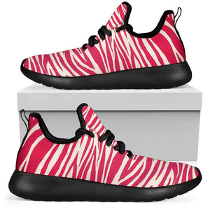 Hot Pink Zebra Pattern Print Mesh Knit Shoes GearFrost