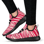 Hot Pink Zebra Pattern Print Mesh Knit Shoes GearFrost