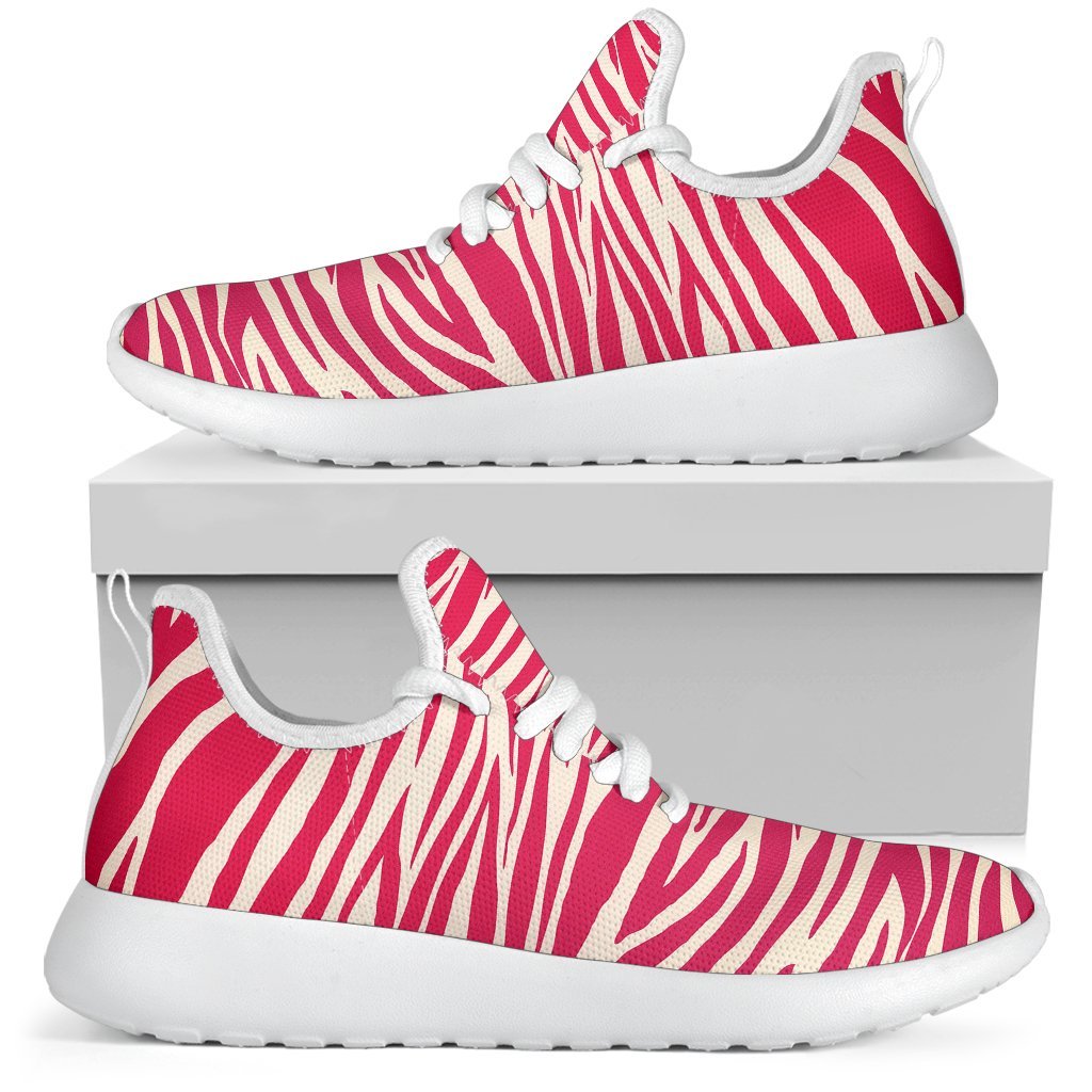 Hot Pink Zebra Pattern Print Mesh Knit Shoes GearFrost