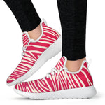 Hot Pink Zebra Pattern Print Mesh Knit Shoes GearFrost