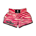 Hot Pink Zebra Pattern Print Muay Thai Boxing Shorts