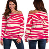 Hot Pink Zebra Pattern Print Off Shoulder Sweatshirt GearFrost