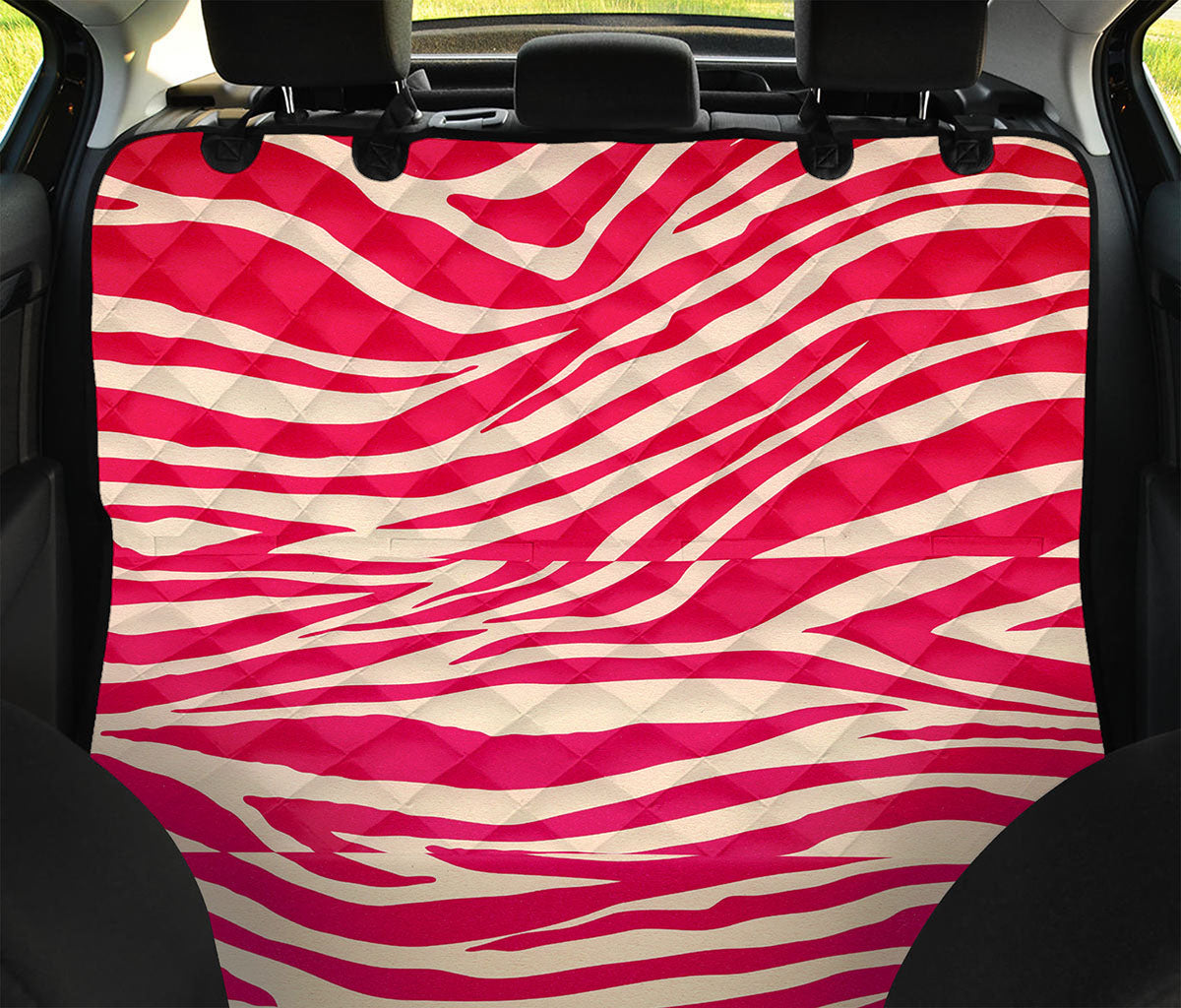 Hot Pink Zebra Pattern Print Pet Car Back Seat Cover