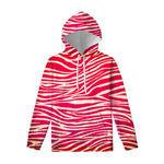 Hot Pink Zebra Pattern Print Pullover Hoodie