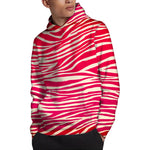 Hot Pink Zebra Pattern Print Pullover Hoodie